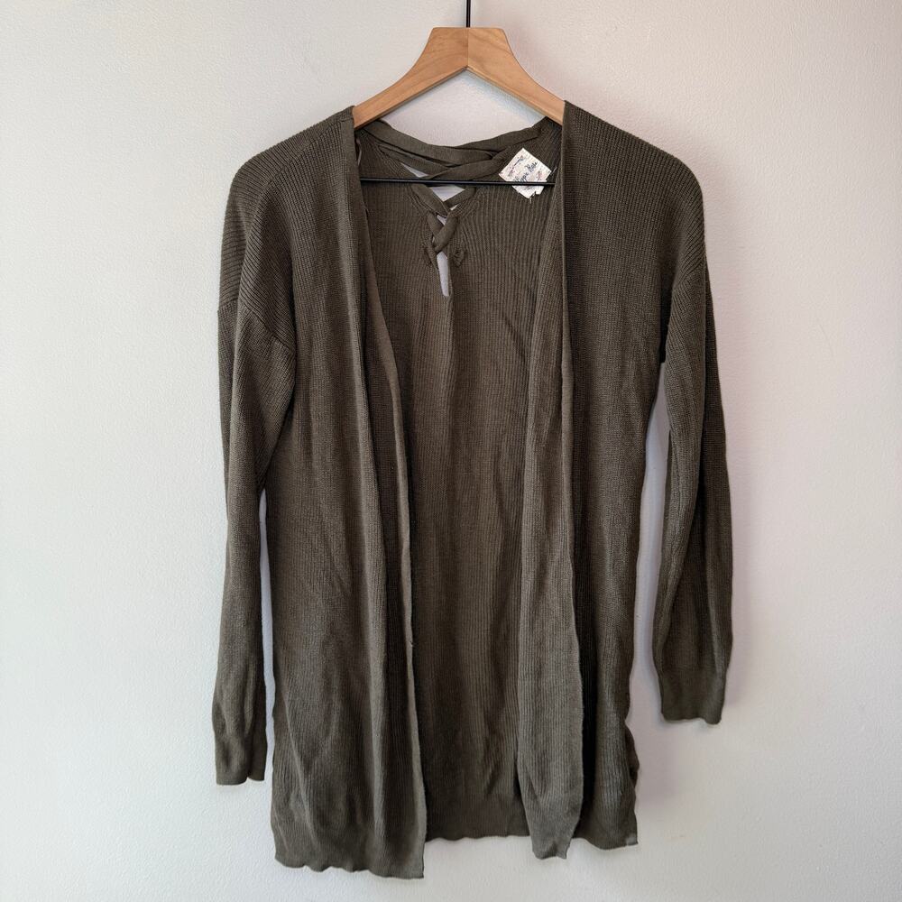 Hippie Rose Women's Crisscross Cardigan Sweater Top Olive Green Size Small